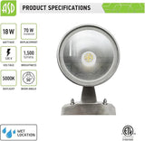 ASD LED Up Down Lights Outdoor Cylinder Wall Light 18W (120W Equiv) 1500Lm 5000K Daylight, 120V Patio Wall Light | Lumora