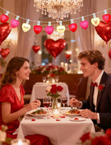 10.5ft Connectable Valentine's Day Lights - Tricolor Red, Pink & White Candy Hearts with Text - Plug-In Waterproof | Lumora