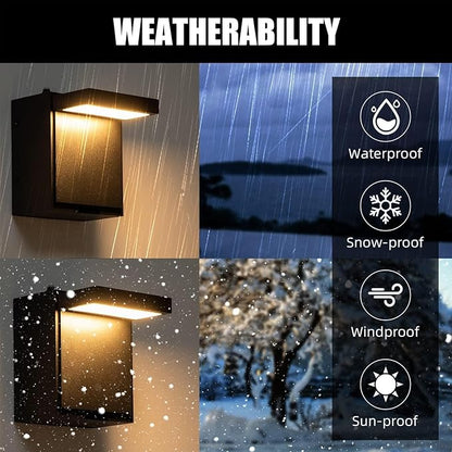 Nigaut Dusk to Dawn Porch Light with GFCI Outlet,Modern LED Outdoor Wall Light with Outlet Built-in,3000K Warm Yellow Outdoor Sconce, Wall Mount External Security Light(2 Pack)