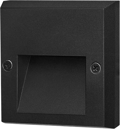 GKOLED 6-Pack Slim Square Low Voltage Deck Post Lights, Outdoor Step Lights, 12V Fence Railing Lighting Fixtures, Die-cast Aluminum, Black, 3000K