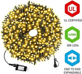 105FT 300LEDs Christmas Lights Outdoor Indoor 8 Modes for Christmas Tree Party Decoration, 100% UL Listed (Warm | Lumora