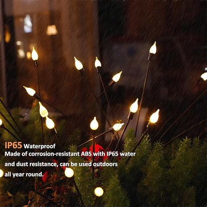 2 Pack Each 8 LEDs Solar Garden Lights Waterproof Outdoor Landscape Path Firefly Lights Single Spike Bulb Swaying Light Warm White