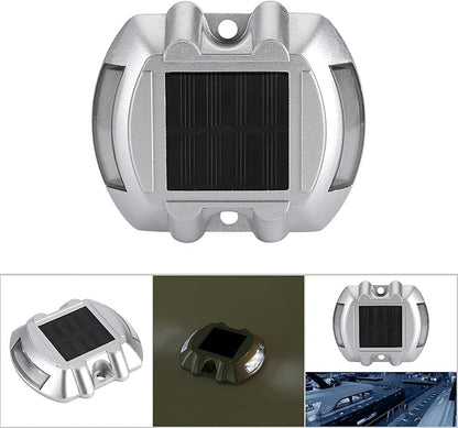 Solar Deck Lights, 3 Pack Pathway Lights Solar Powered Aluminum Stair Lights Driveway Lights Solar Step Lights for Outside Driveway Garden Pathway (White Flash)