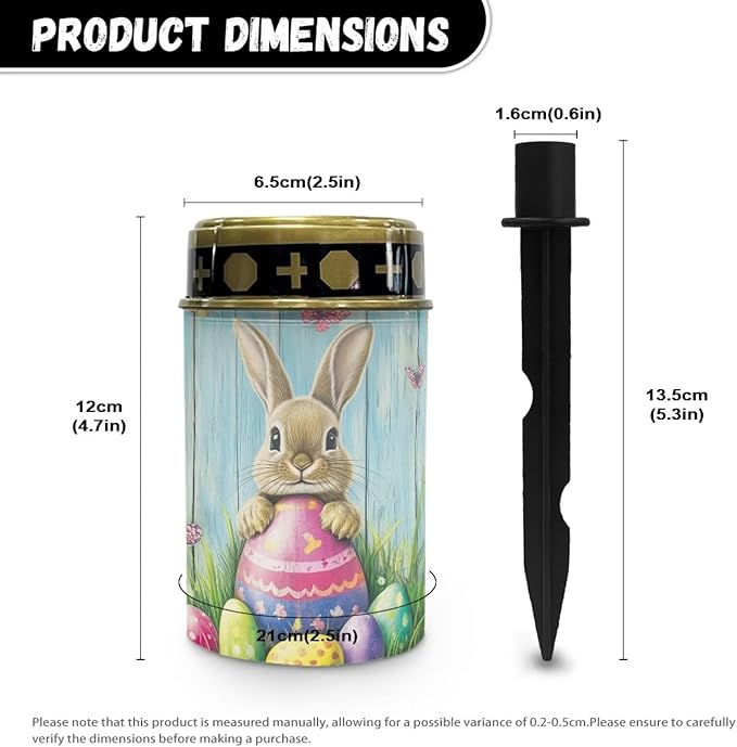 Easter Cemetery Solar Lights for Grave Rabbit Wood Decorative Graveside Solar Lights for Cemetery Waterproof Solar Pathway Lights for Grave Cemetery Decorations Solar Candle 2 Pack
