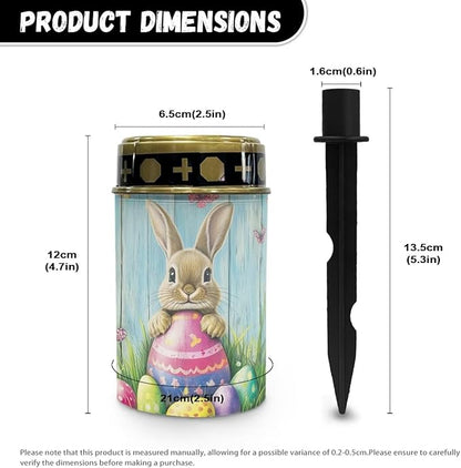 Easter Cemetery Solar Lights for Grave Rabbit Wood Decorative Graveside Solar Lights for Cemetery Waterproof Solar Pathway Lights for Grave Cemetery Decorations Solar Candle 2 Pack