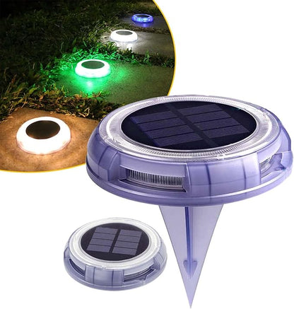Solar Ground Lights Waterproof Solar Disk LED Yard Lights Outdoor Garden Landscape Lighting for Yard Deck Lawn Patio Pathway Walkway (4PACK) (Four Single Color(R,G,W,WW), 4)