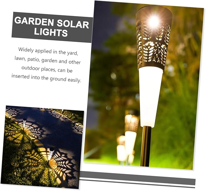 HOMSFOU 6pcs Solar Powered Garden Stake Lights, Hollow Cone Landscape Pathway Lights with Warm and Colorful Led, Outdoor Solar Lawn and Courtyard Decorative Lighting