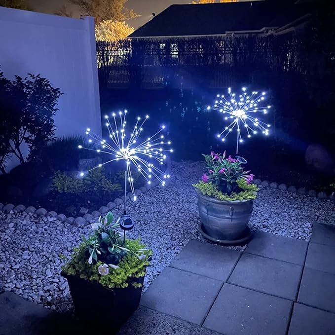 JJGoo Solar Firework Lights, 2 Pack 180 LEDs 2 Lighting Modes Solar Lights Outdoor Waterproof for Garden Patio | Lumora