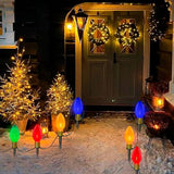 SUNSGNE C9 Christmas Pathway Lights, 7Ft Outdoor Stake with 4 Jumbo Multicolor LED Bulbs, Connectable Marker for | Lumora