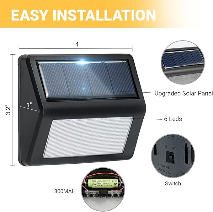 Bright Solar Fence Lights, 12 Pack Outdoor Step Lights, IP65 Waterproof, 3000K Warm-White, Dusk to Dawn Outdoor | Lumora