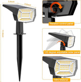Fabrito 72 LEDs Solar Spot Lights Outdoor Waterproof, 3 Modes Landscape Spotlights, Dusk to Dawn Solar Powered | Lumora