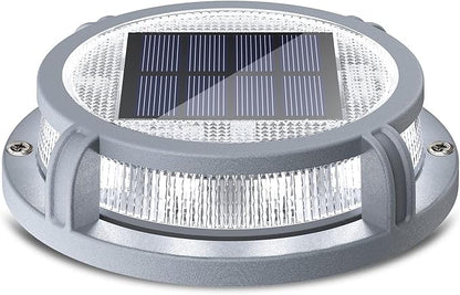 SIEDiNLAR Solar Deck Lights Outdoor 2 Modes 16 LEDs Driveway Markers Dock Light Solar Powered Waterproof for Step Ground Pathway Walkway Stair Garden Road Yard 1 Pack (Cool White/Warm White)