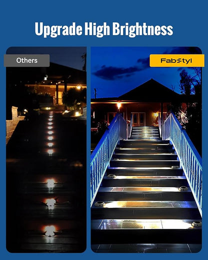 Solar Driveway Lights Outdoor Waterproof,2 Color Modes Outdoor Solar Deck Dock Warning Step Lights for Driveway Marker Sidewalk Garden Pathway Yard (4 Pack)
