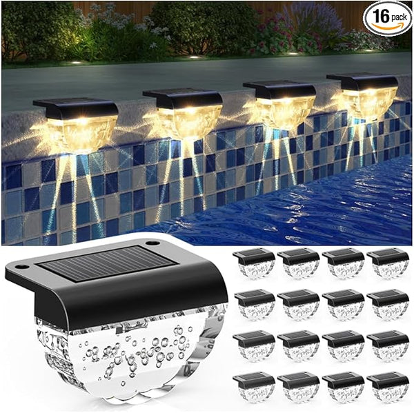 16 Pack Solar Deck Lights Outdoor, Solar Step Lights Waterproof for Outside, Yard, Patio, Garden, Pool, Railing | Lumora