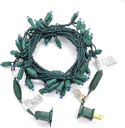 Christmas String Lights 50 Blue LED 5mm Mini LED String Lights, 120V UL, 17ft Green Wire Xmas Lights for Indoor & Outdoor Use, Holiday Party Decorations,Trees, Light Displays