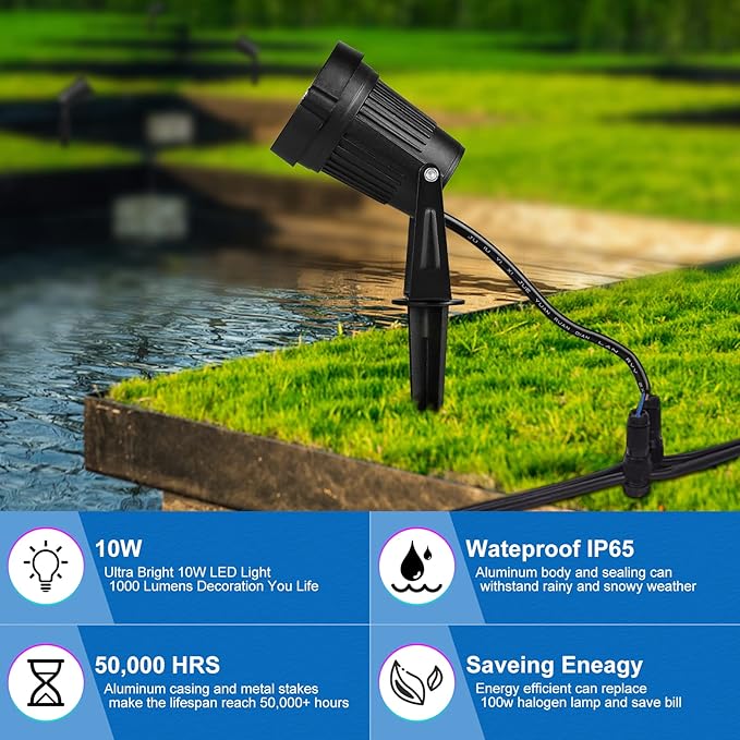 Halloween Christmas Spotlight Outdoor,10W RGBW Led Landscape lighting,Low Voltage Color Changing Landscape | Lumora