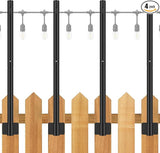 Suchtale 4 Pack 2.8 FT Outdoor String Light Poles, Suspension Fence Post Extender with Clip and Bracket, Deck | Lumora