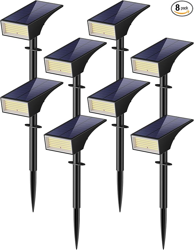 Koicaxy Solar Lights Outdoor Waterproof 8 Pack IP65, 100 LEDs 4 Light Modes, Higher Charging Efficiency, Auto | Lumora