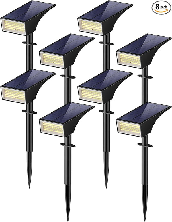 Koicaxy Solar Lights Outdoor Waterproof 8 Pack IP65, 100 LEDs 4 Light Modes, Higher Charging Efficiency, Auto | Lumora