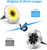Biling Solar Ground Lights Outdoor 12 Packs, Bright 12 LEDs Solar Lights Outdoor Waterproof for Yard Walkway Garden | Lumora