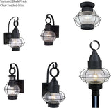 VAXCEL 2-Pack Chatham 13.5 in. H 1-Light Textured Black Coastal Outdoor Wall Sconce Made of Durable Steel, Clear | Lumora