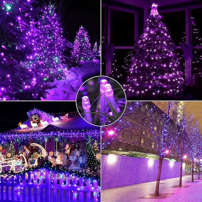 String Lights Fairy Lights 66 Feet 200 LED with Multi Flashing Modes Controller, Waterproof LED Lights Decorations for Bedroom, Wedding, Party, Garden, Patio, Indoor Outdoor Occastions (Purple)