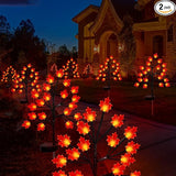 Fall Décor Solar Garden Lights for Outdoor Thanksgiving Decorations,2PACK 40LED RED Maple Leaves Path Lights,Autumn | Lumora