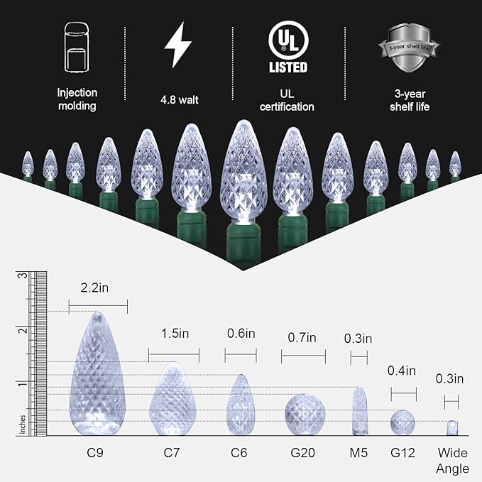70 Counts Cool White LED Christmas Lights Outdoor– 35.5ft White Christmas Lights Outdoor Commercial Grade | Lumora