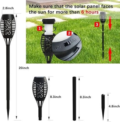 Solar Lights Outdoor Halloween Decorations, Upgraded 16 Pack Purple Solar Torch Lights with Flickering Flame, Waterproof Halloween Lights Outdoor, Tiki Torches for Outside Patio Pathway Decor