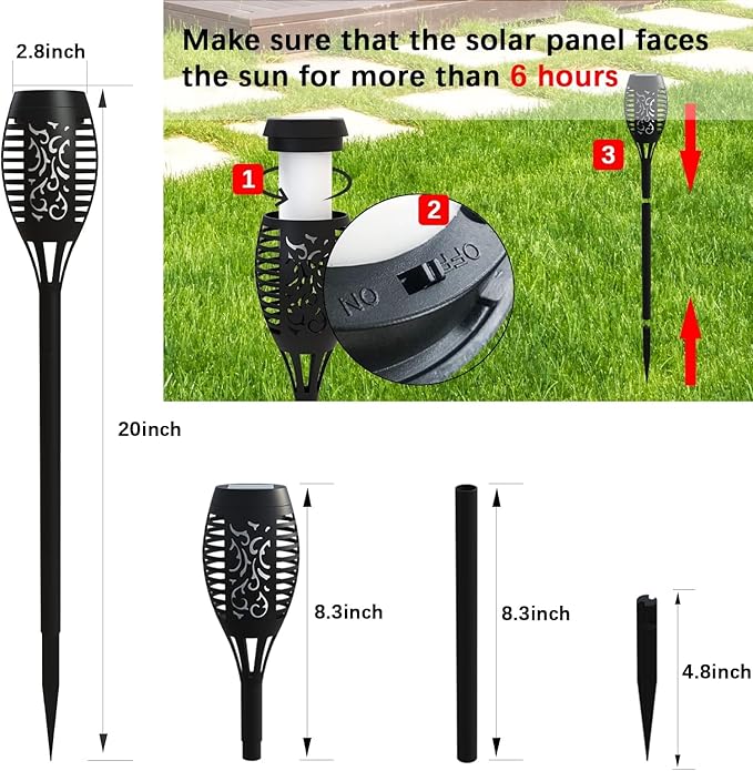 Solar Lights Outdoor, Upgraded 10 Pack Purple Solar Torch Lights Outdoor Flickering Flame for Garden Decor, Waterproof Outdoor Lights Solar Powered, Tiki Torches for Outside Yard Pathway Decor