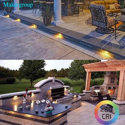 LED Deck Lights 12V Low Voltage 7" Hardscape Lights Perfect for Outdoor Kitchen Landscape Lighting Step Deck Paver Rock Lights Retaining Wall Lights Warm White 2700K 1.5-Watt