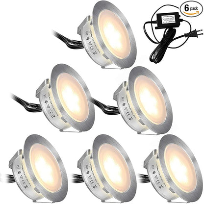 SMY Lighting Recessed LED Deck Lights Kits 6 Pack, (Upgrade Version) Deck Lighting Waterproof IP67,Low Voltage LED Lights for Garden, Steps,Stair, Living Room, Bathroom, Patio, Pool Deck,Kitchen