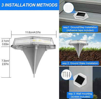 Solar Deck Lights Dock Step Lights- 4 Packs Waterproof 1200mAh Auto ON/Off LED Solor Powered Stair Lighting for Outdoor Garden, Patio, Pathway, Walkway, Driveway (Blue)