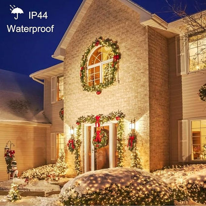 Toodour Christmas Lights Outdoor, 213ft 600 LED String Lights, Timer, Waterproof 8 Modes Outdoor Christmas String Light - Twinkle Light for Tree Home Garden Yard Wedding Party Xmas Decor(Warm White)