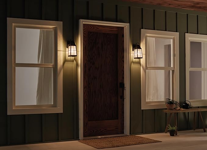 Kichler Tolerand 12" Outdoor Wall Light in Textured Black, 1-Light Exterior Wall Sconce Porch Light with Clear Seeded Glass, (12" H x 5.75" W), 49552BKT