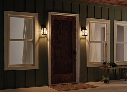 Kichler Tolerand 12" Outdoor Wall Light in Textured Black, 1-Light Exterior Wall Sconce Porch Light with Clear Seeded Glass, (12" H x 5.75" W), 49552BKT