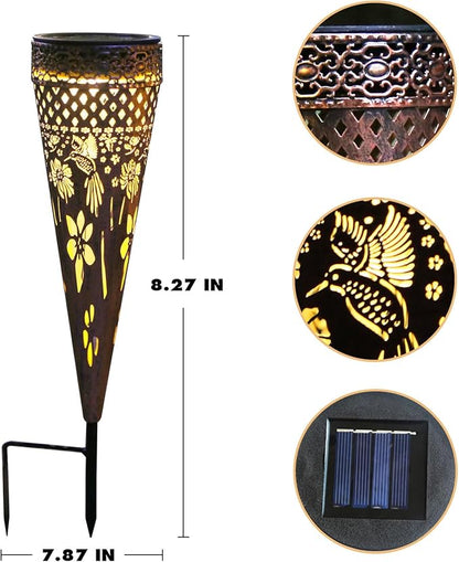Hummingbird 4 Pack Solar Pathway Lights Metal Yard Garden Light Street Outdoor Landscape Lights Solar Powered Patio Walkway Path Sidewalk Outside Waterproof Lawn Decor Gift Mother Grandmom