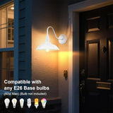 10'' Diameter Outdoor Gooseneck Barn Light Fixture with Wall Mount, White Exterior Waterproof Porch Barn Door Wall | Lumora