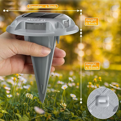 AGPTEK Solar Driveway Light 1 Pack, 2 Colors in 1 Outdoor Solar Deck Dock Marine Waterproof LED Driveway Marker Security Lights for Outside Pathway,Boat Dock,Step,Walkway,Path,Garden