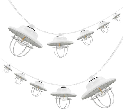 JONATHAN Y JYL8703B Indoor Outdoor Rustic Farmhouse LED G40 Metal Cage Shade String Lights Garden Patio Backyard Porch Balcony, 10 ft. 10-Light, White