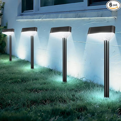 Solar Pathway Lights Outdoor, Bright LED Solar Landscape Lights, Waterproof Solar Garden Lights for Yard, Patio, Walkway, Lawn, Driveway(Cold White, 6 Pack)