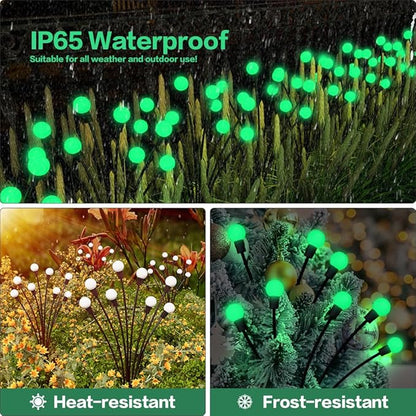 Halloween Decorations Solar Spooky Lights Outdoor - 2PACK 16LED Wind Dance Green Swaying Firefly Lights with Halloween Party Decor, Outdoor Waterproof Solar Garden Lights for Yard Patio Home Decor