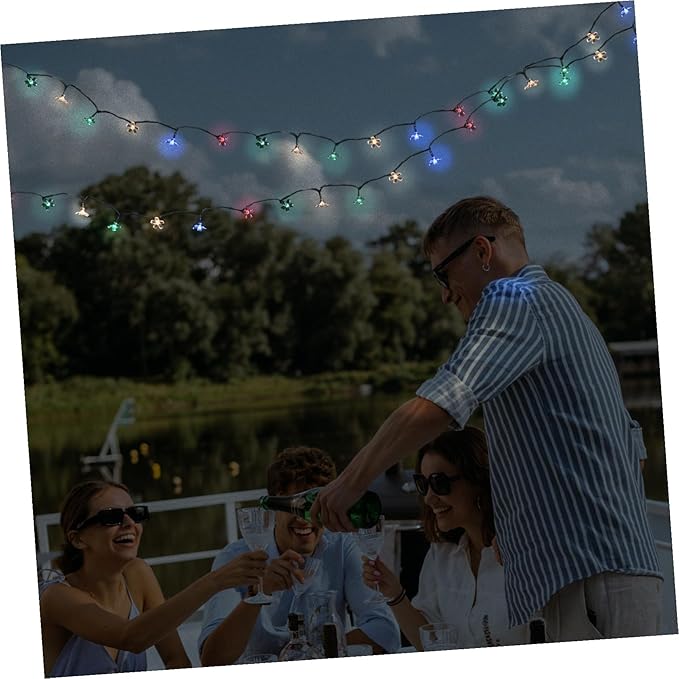 Solar Cherry Blossom String Lamp Outdoor LED Colorful Flower Shape Solar Powered String Lights for Patio Garden Holiday Decoration