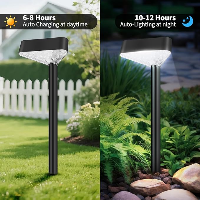 Solar Pathway Lights Outdoor, Bright LED Solar Landscape Lights, Waterproof Solar Garden Lights for Yard, Patio, Walkway, Lawn, Driveway(Cold White, 6 Pack)