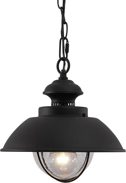 VAXCEL Harwich 1 Light Black Coastal Outdoor Barn Dome Pendant Clear Glass