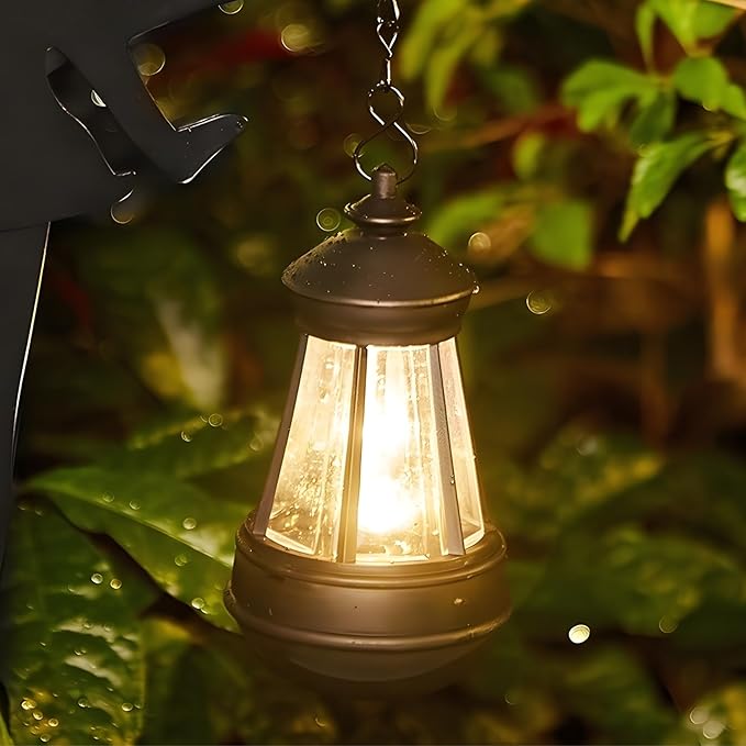 Fairy Garden Accessories Lawn Ornaments 1 Pair - Solar Lights Halloween Decorations Outdoor Garden Statue, Metal Stakes Decorative Figurines for Yard Decor, Patio (Lantern only 1PCS Warm)