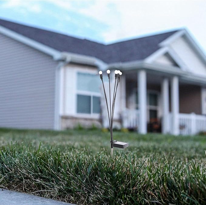 Pathway Lights Waterproof Outdoor Garden LED Lawn Stick Lamp with Colorful 6-Head Square Battery Box for Yard Decoration