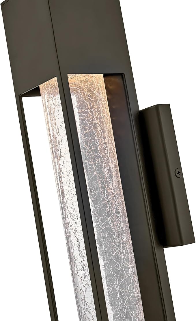 Hinkley Vapor Medium Wall Mount Outdoor Lantern - Modern, 1-Light, Aluminum, Crackle Glass, Bulb Included - Bronze | Lumora
