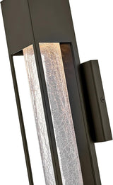 Hinkley Vapor Medium Wall Mount Outdoor Lantern - Modern, 1-Light, Aluminum, Crackle Glass, Bulb Included - Bronze | Lumora