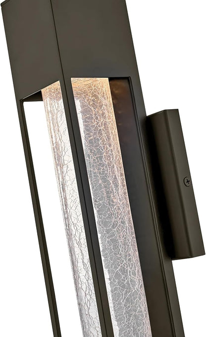 Hinkley Vapor Medium Wall Mount Outdoor Lantern - Modern, 1-Light, Aluminum, Crackle Glass, Bulb Included - Bronze Finish